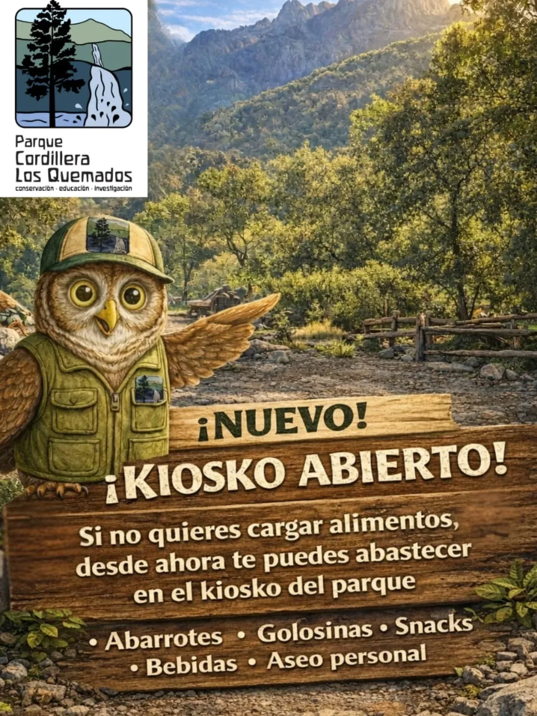 Afiche kiosko Parque Cordillera Los Quemados
